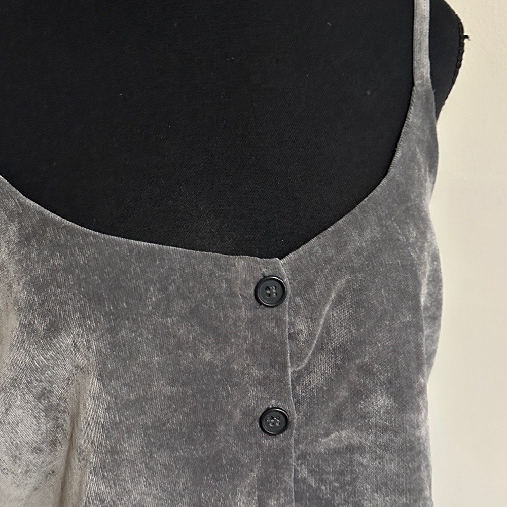 *COOPERATIVE* Urban Outfitters Grey Velvet Button-Front Slip Dress Size Large - Picture 6 of 9